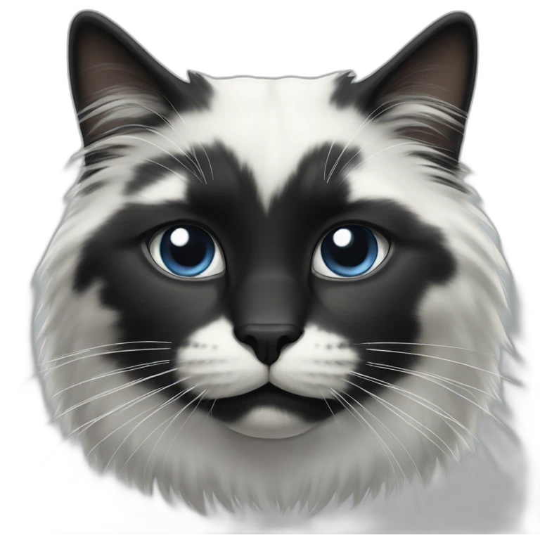 Black and white long hair cat emoji