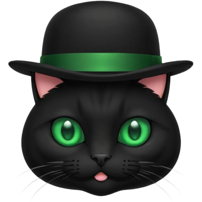 animal : chat noir avec chapeau melon emoji
