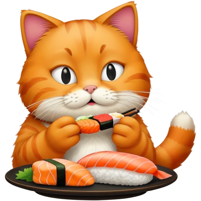 garfield the cat eating sushi emoji
