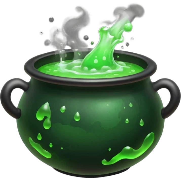 Cauldron – Black pot bubbling green potion. emoji
