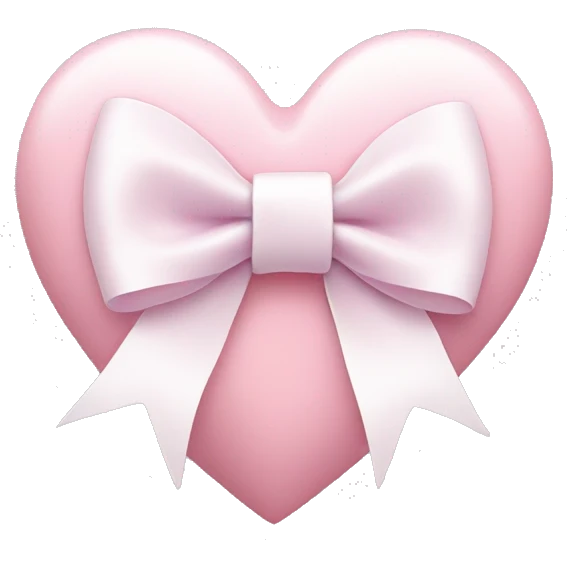Pastel pink heart with white bow emoji