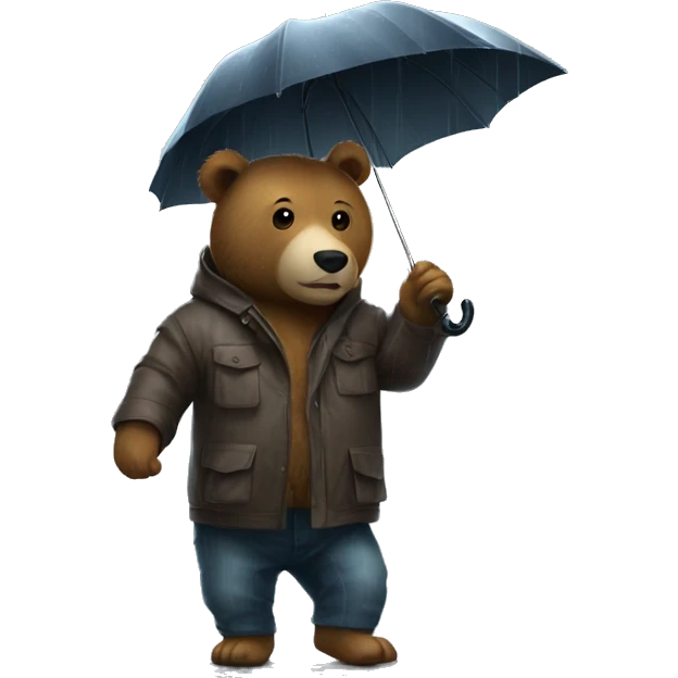 the bear emoji🧸 in the rain witik an umbrella  emoji