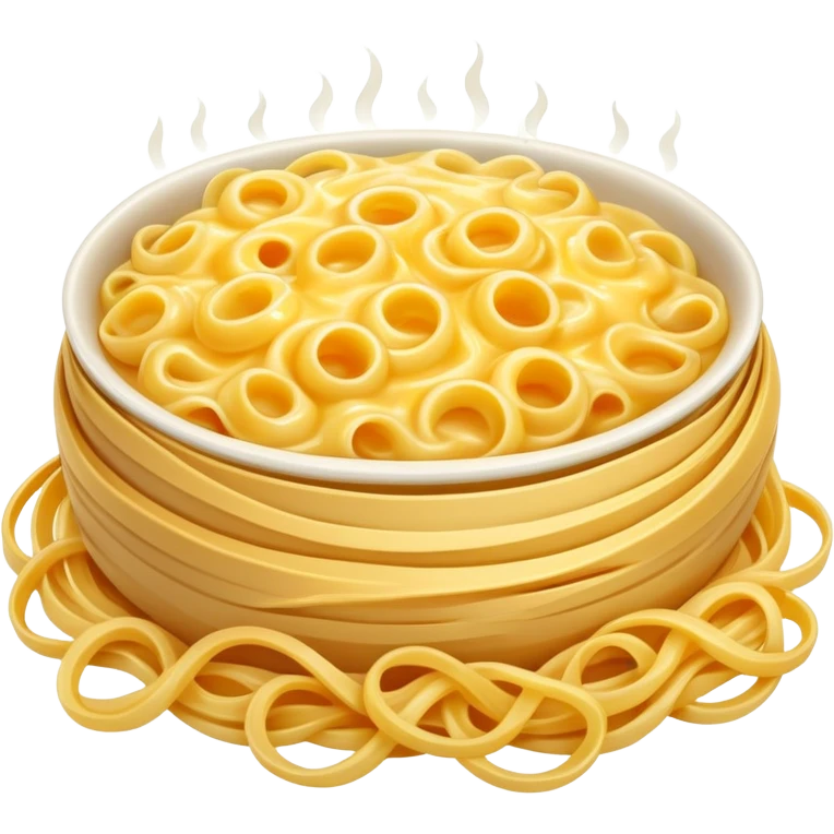 steaming hot German cheese noodles with golden cheese and onions emoji