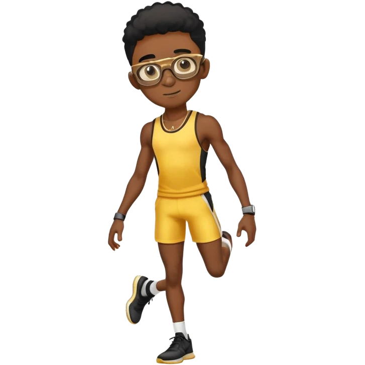 skinny black boy athlete in stringer with gold glasses emoji