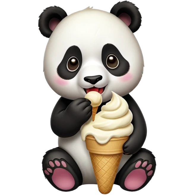 Panda eating ice cream emoji