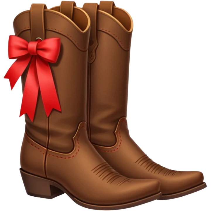 brown cowboy boots with red ribbon attached  emoji