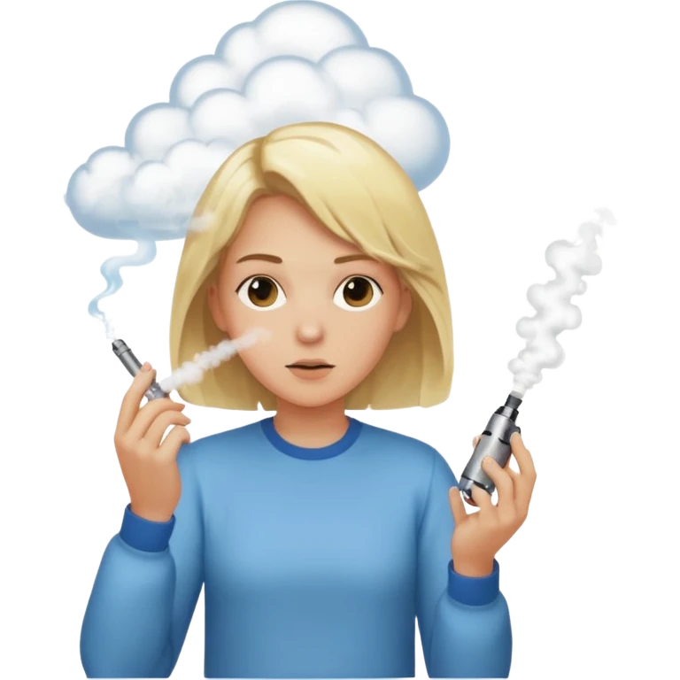 vaping person with blonde hair cloud of vapor emoji