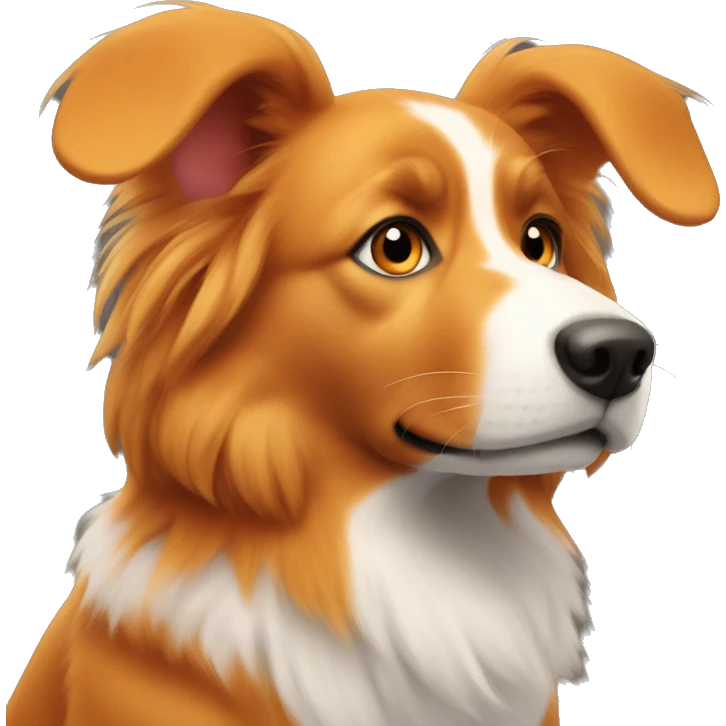 Medium Orange dog with fluffy tail and hanging ears emoji