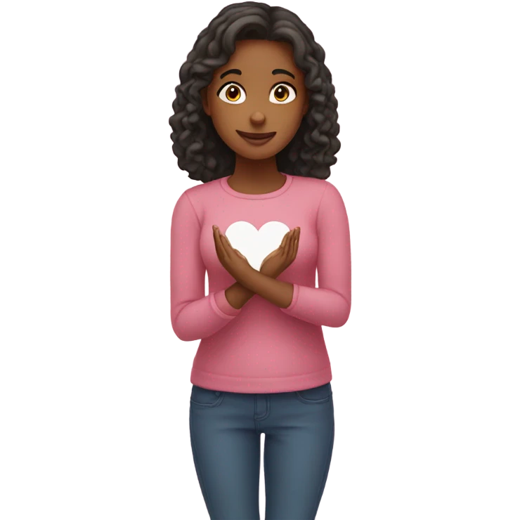 girl making love heart with hands emoji