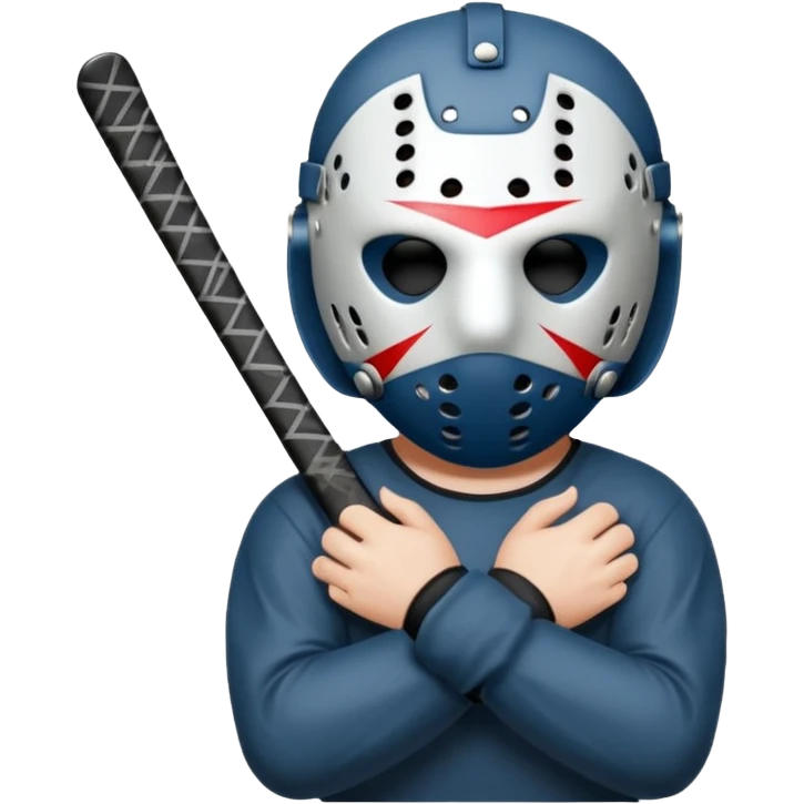 a cartoon image of Jason Voorhees, looking cute, with his hands together in front of him emoji