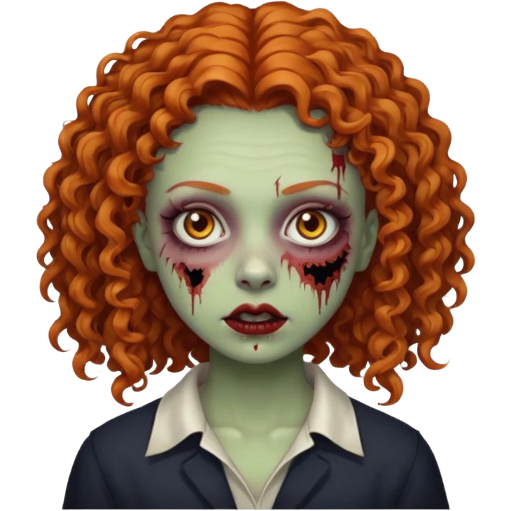Ginger curly hair zombie girl with Brown eyes  emoji