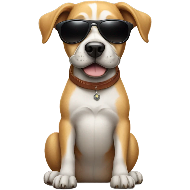 Dog wearing sunglasses and smoking emoji