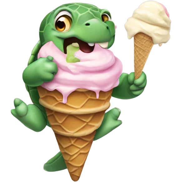 turtle eating ice cream emoji