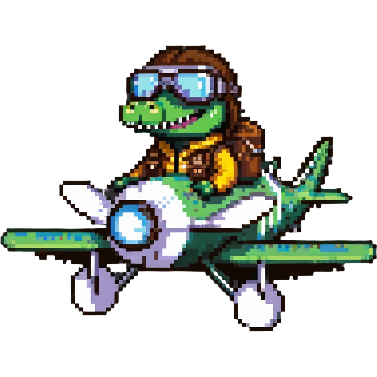 crocodile taking off in airplane emoji