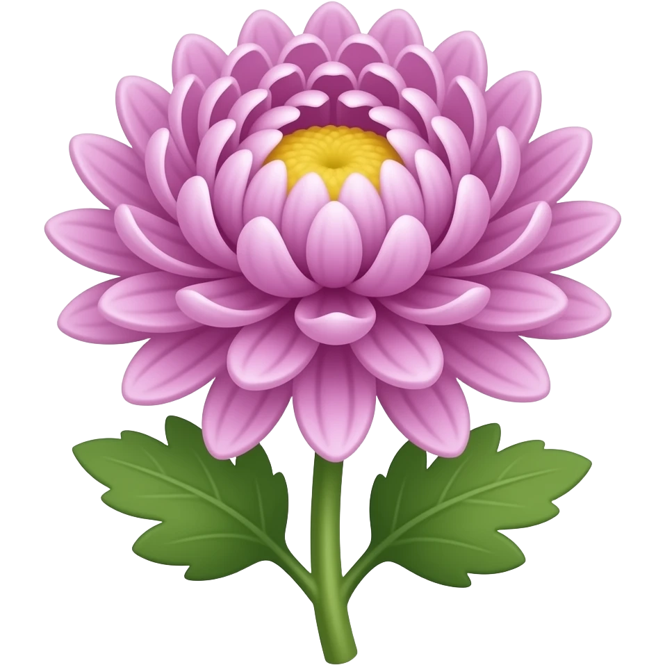 Elegant Mauve long petal japanese chrysanthemum with stem and leaves emoji