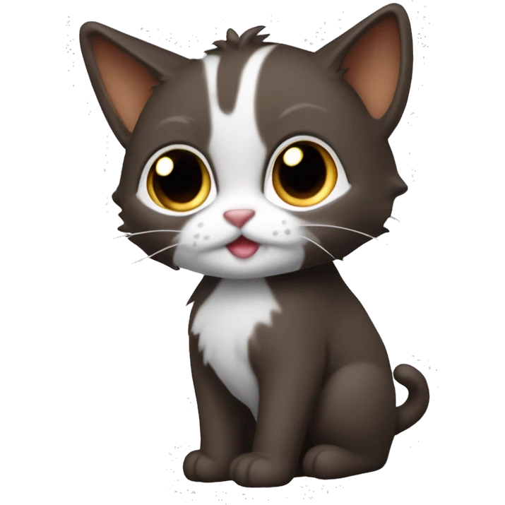 Kucing Putih coklat di pakaikan baju hitam corak putih emoji