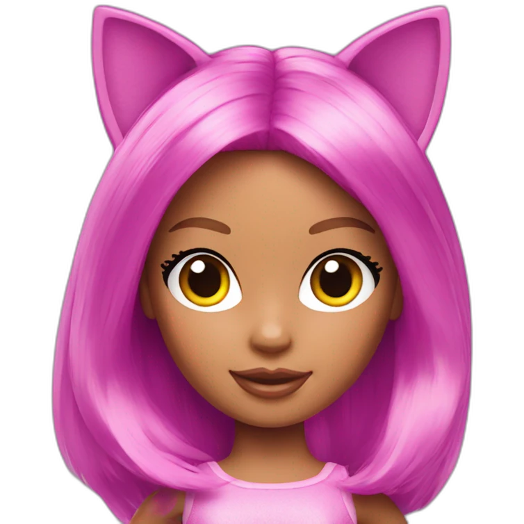 barbie doll wearing cat ears emoji