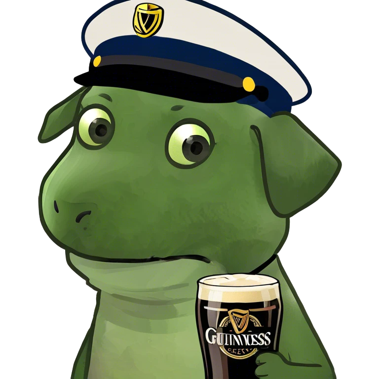 a puppy riding a bus drinking a pint of guinness emoji
