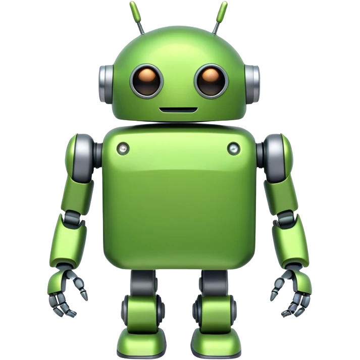 Friendly green android robot with antennas emoji