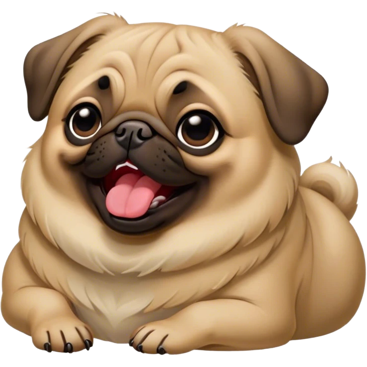 Cinematic Cute Yawning Fawn Pug Portrait Emoji, Head tilted slightly with a dramatic, wide-open yawn, showcasing a soft fawn coat with a velvety texture, floppy ears slightly drooping, round dark eyes barely open in drowsy contentment, Simplified yet irresistibly adorable features, highly detailed, glowing with a soft, cozy glow, high shine, relaxed yet expressive, stylized with a touch of whimsy, bright and endearing, soft glowing outline, capturing the essence of a sleepy yet affectionate companion, so drowsy it feels like it could stretch out of the screen and curl up for a nap! emoji