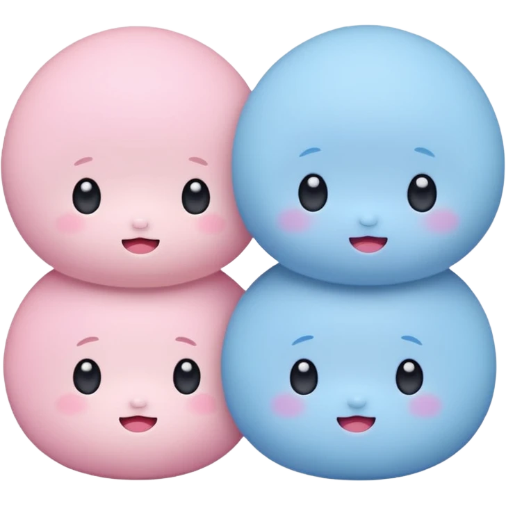 2 cute japanese mochi kawaii in pastel emoji