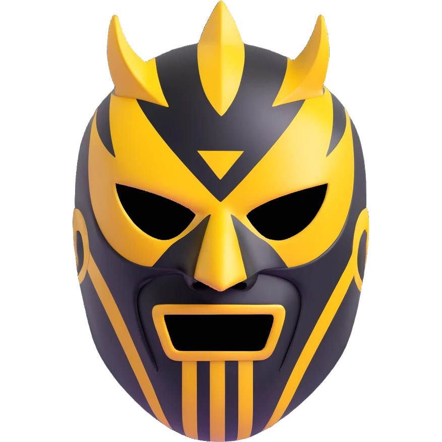 black and yellow luchador mask with jagged stripes emoji