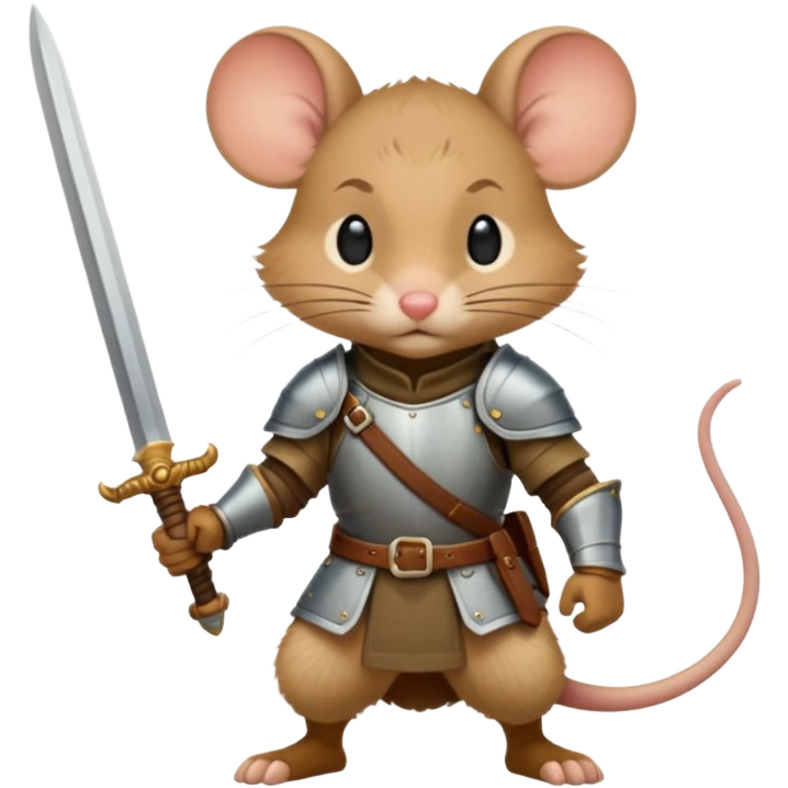 A mouse warrior, redwall inspired, in action emoji