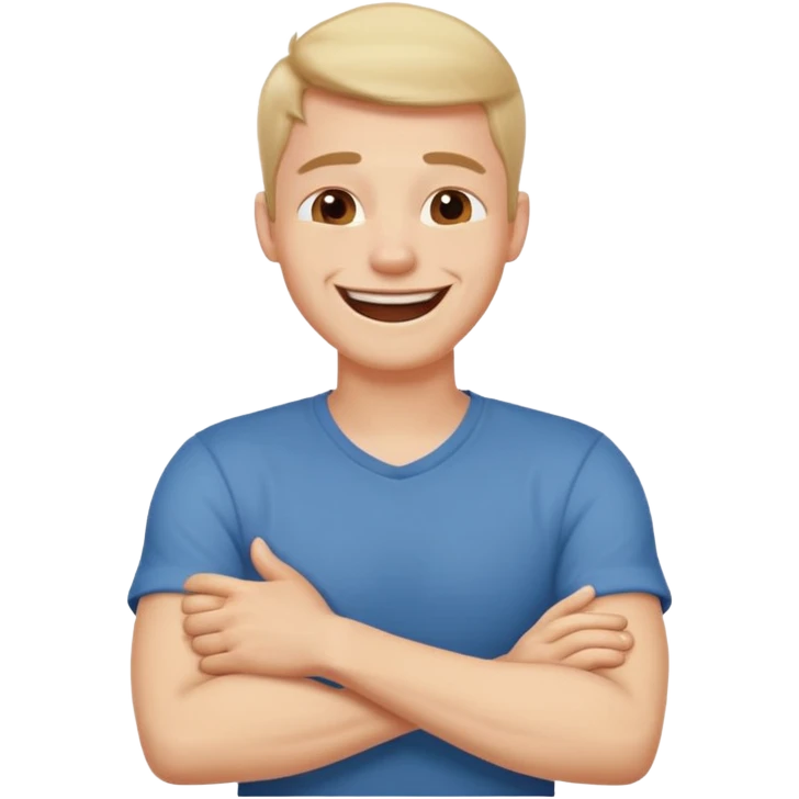 arms crossed holding neck laughing guy emoji