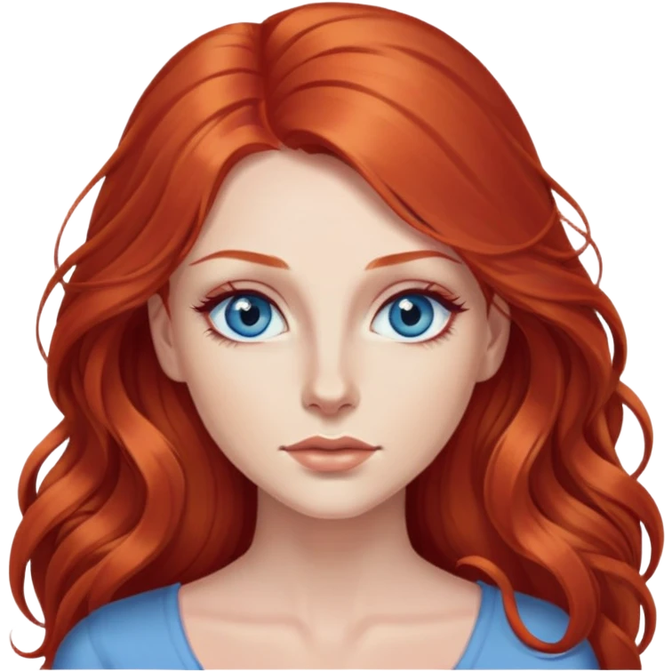 Woman long red hair blue eyes long eyelashes emoji