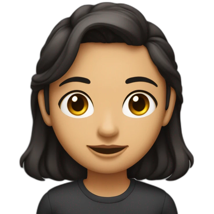 contadora de piel morena oscura con el pelo negro más abajo de los hombros, ojos café  emoji