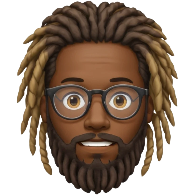 Black guy with dreadlocks and a beard glasses emoji