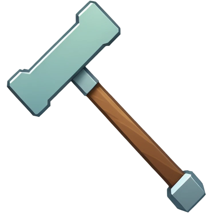ban hammer , minecraft theme, so pixelated but good quality emoji