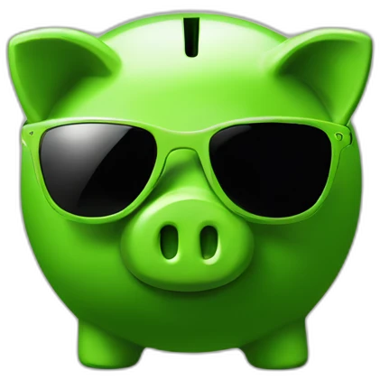green piggybank with sunglasses emoji