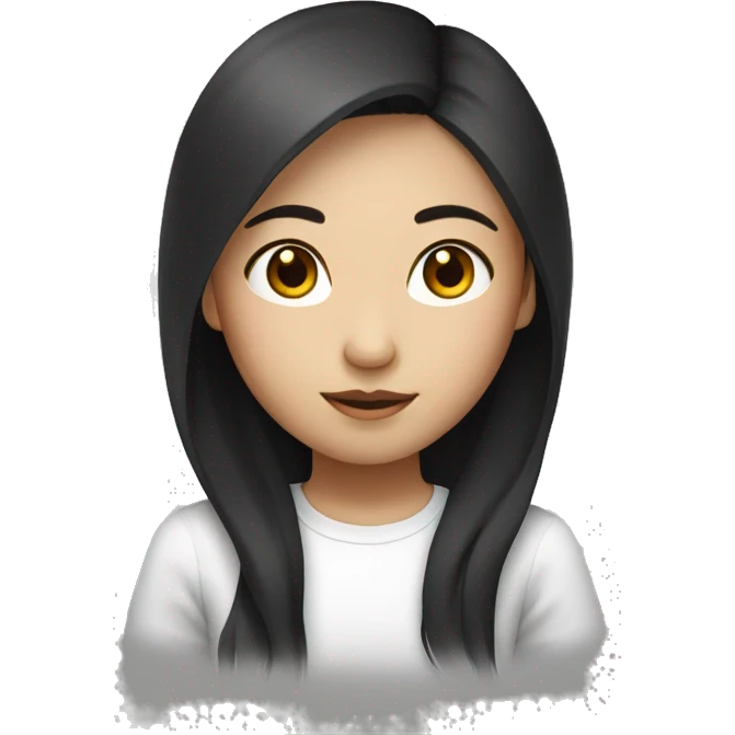 Asian girl in whit teshirt whith dark long hair emoji