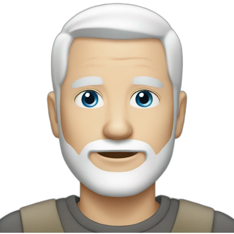 fifty white Man short white beard shaved hair blue eyes  emoji