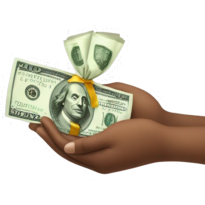 Giving back to charity, hands giving back money emoji