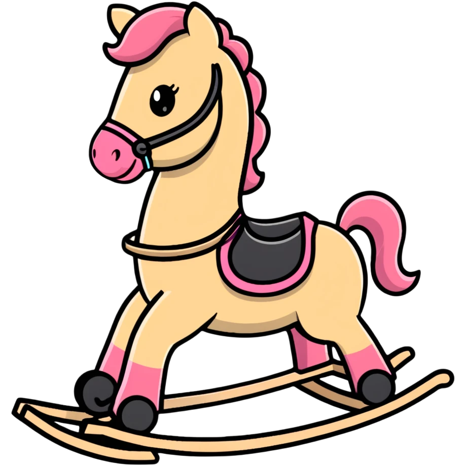 Rocking horse toy with gradient from pink to beige emoji