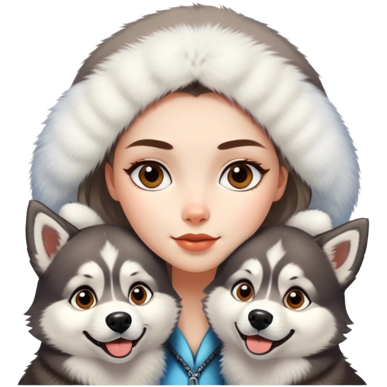 Girl with two huskies  emoji