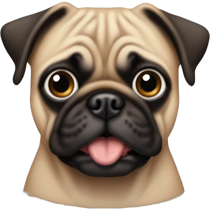 Brown and black pug with eyes facing outward emoji
