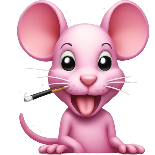 A pink mouse smoking emoji