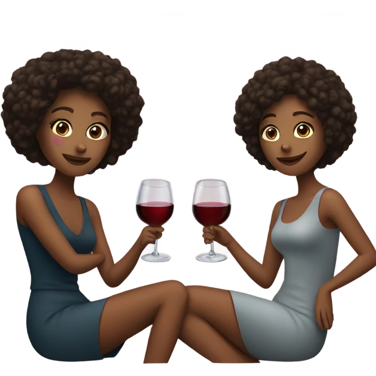 three girl friends drinking wine emoji