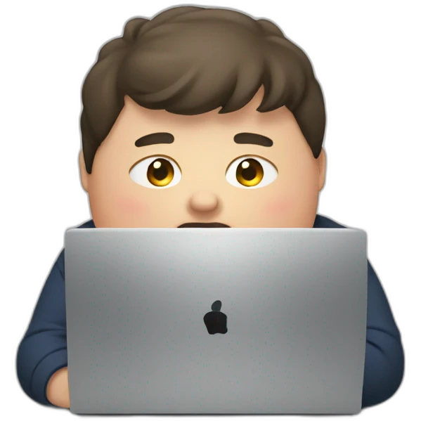 an obese boy who is on a pc emoji