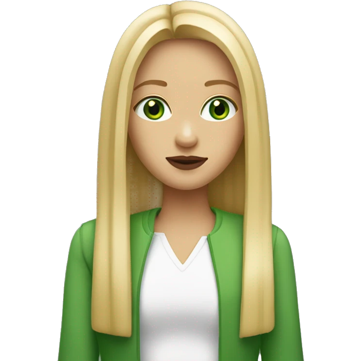 Girl with long straight blonde hair green eyes and filled lips emoji