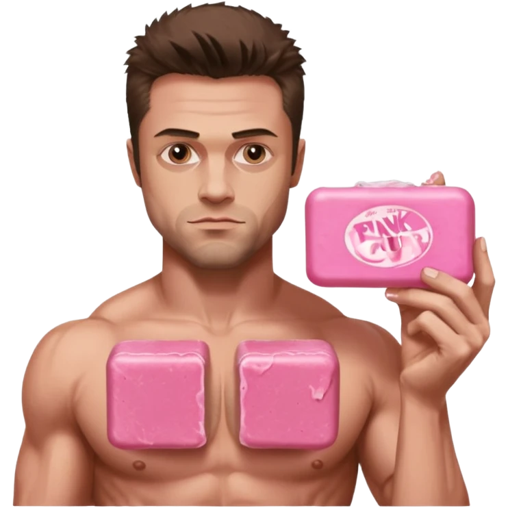 Tyler Durden, holding pink soap like the fight club poster emoji