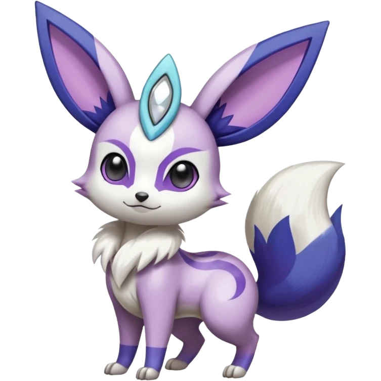 Shiny White with Violet and Indigo markings Meloetta-Eevee-Minccino-Zangoose-Pokémon-Digimon-Fakémon-fusion-hybrid-creature emoji