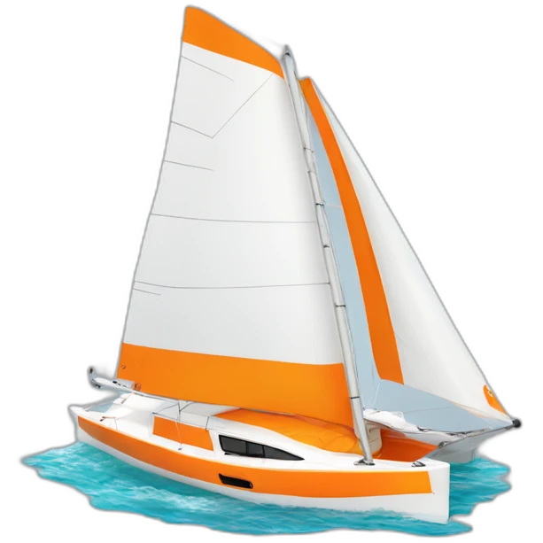 Catamaran avec voile orange et blanche emoji