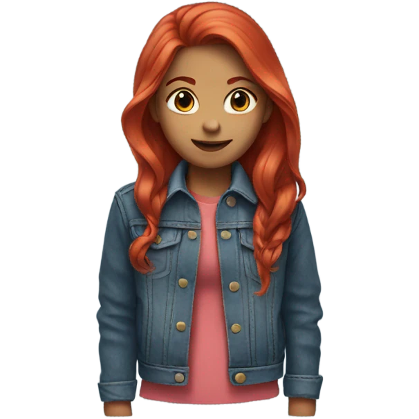 Girl with long red hair and a denim jacket emoji