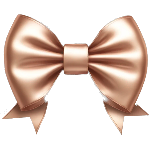 Realistic isolated rose gold bow and edges of the bow lined with white fur. emoji