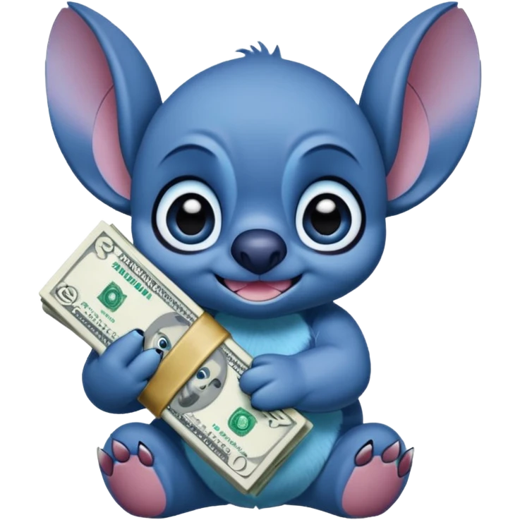 Stitch holding a stack of money  emoji