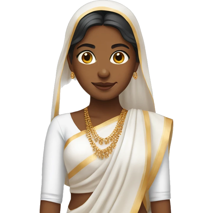 Brown girl wearing white saree emoji